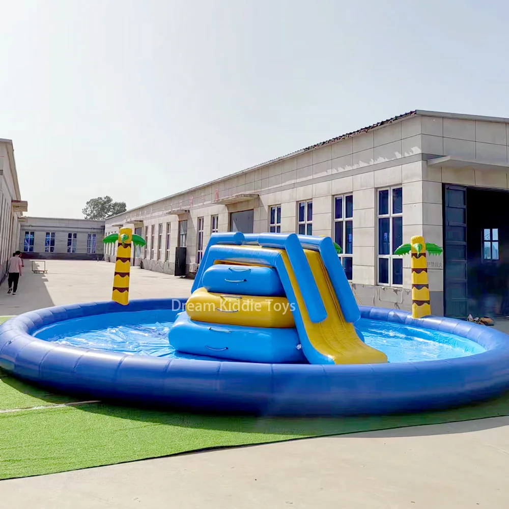 Custom Big Inflatable Water Park Equipment Playground Slide With Swimming Pool Outdoor For Kids And Adults