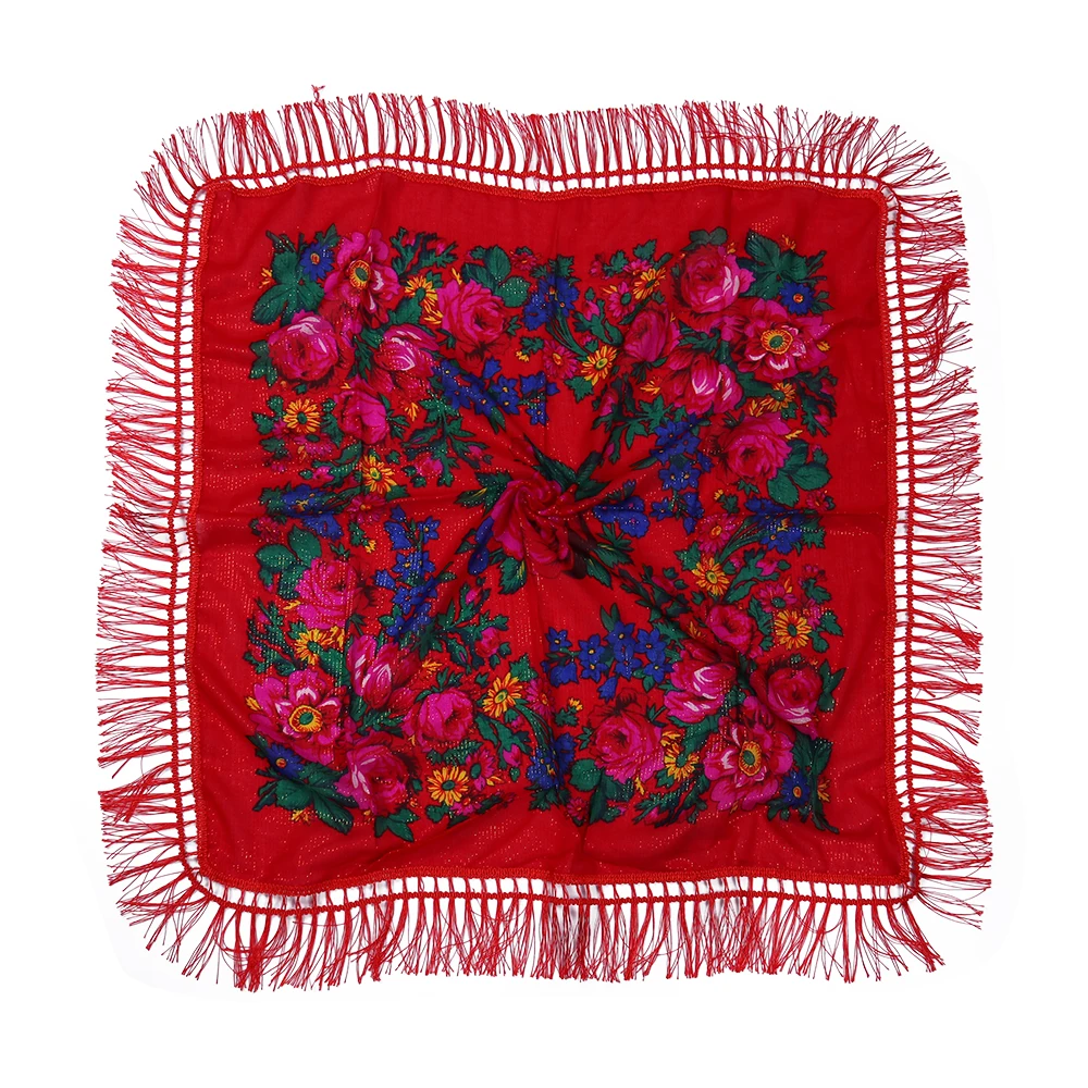 Женский шарф на голову арабский акриловый с бахромой и принтом квадратная шаль оптовая продажа 75x75 см