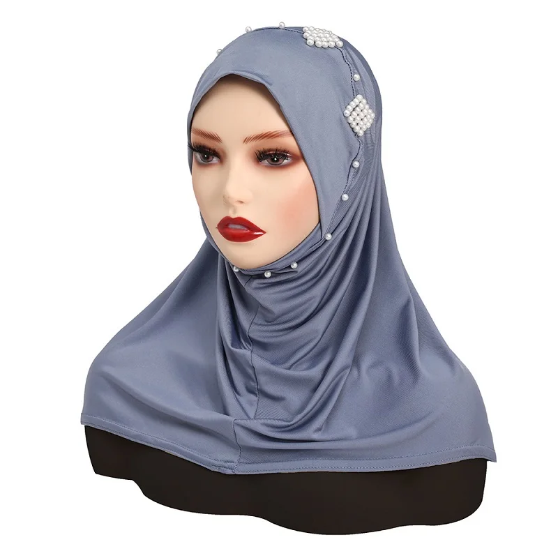 2024 Fashion Muslim Turban Hat Crystal Hemp Comfort Scarves Small Ethnic Turban Solid Color Scarves Hijab For Lady