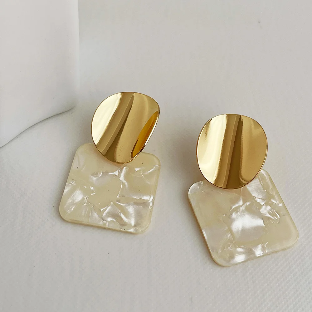 Hoop Gold Copper Crystal Acetate Drop Earrings Women Fashion Jewelry Accessories Aretes