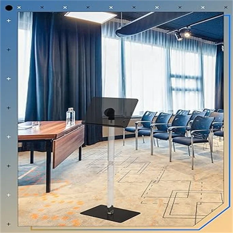 Multi-Purpose Modern Black Acrylic Podium Adjustable Modern Acrylic Square Podium for a Concert Classroom Wedding