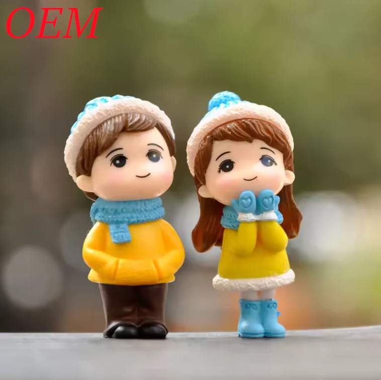 Winter Lover Couple 3D Doll Action Figure for Girl Boy Gift Miniature Pvc Craft Ornament Figurines Cake Car Desktop Decor