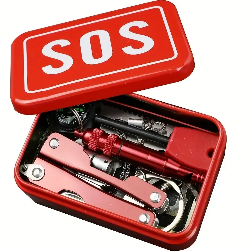 Factory Hot Selling SOS Storage Case Outdoor Mountaineering Camping Emergency Multi-Purpose Pliers Compass Survival Tool Box