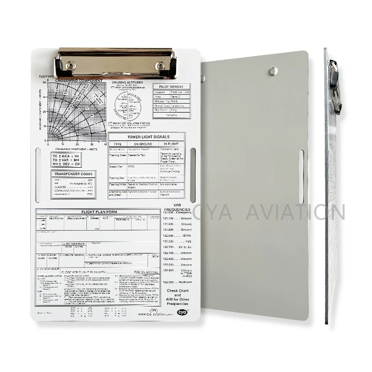 Aluminum pilots kneeboard for school flight training CYA Aviation VFR