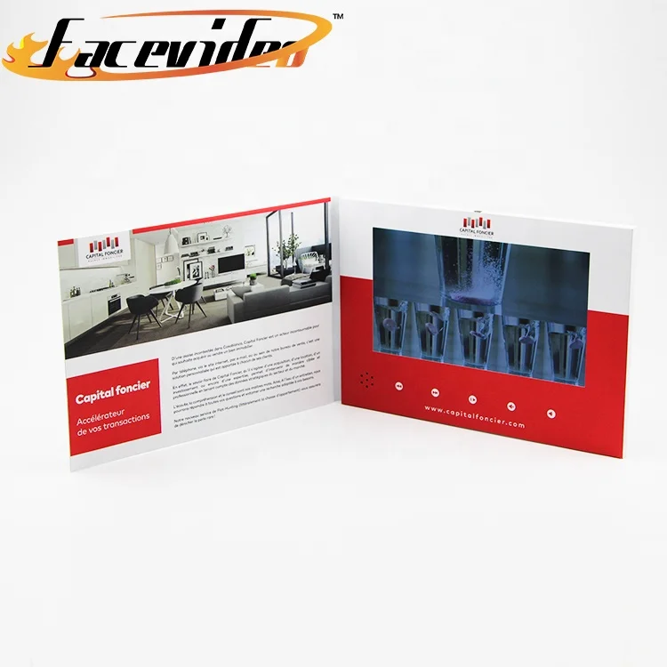 Customized logos promotional item gifts with brand logo cards lcd screen motion book for business video brochure box