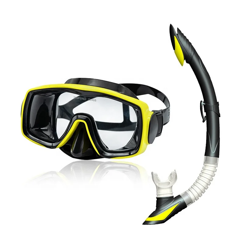 Dry Snorkel Set Anti-Fog Scuba Diving Goggles and Snorkel, Professional Adult Snorkeling Swim Mask Gear