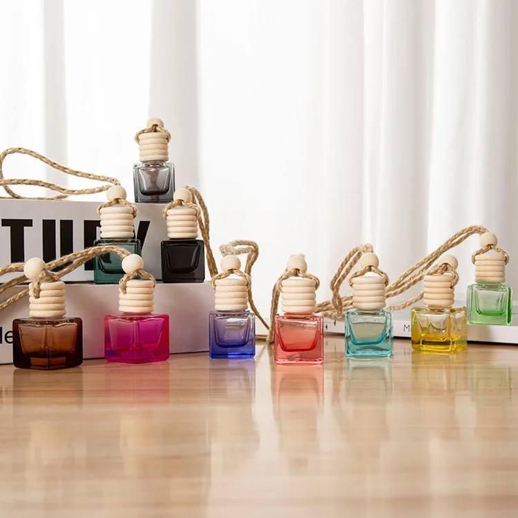 Premium Quality 8 ML Empty Thicken Glass Bottle Hanging Multi-Color Car Air Freshener For Adding Essential Oil