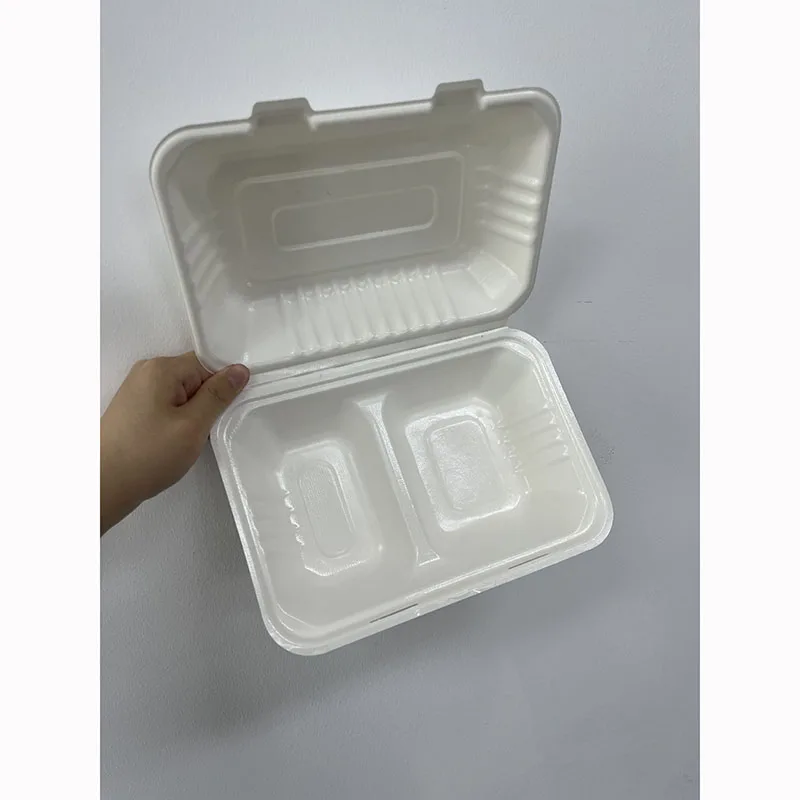 no added pfas bagasse food container Compostable PLA PET coating lamination film bagasse paper pulp takeaway food packaging box