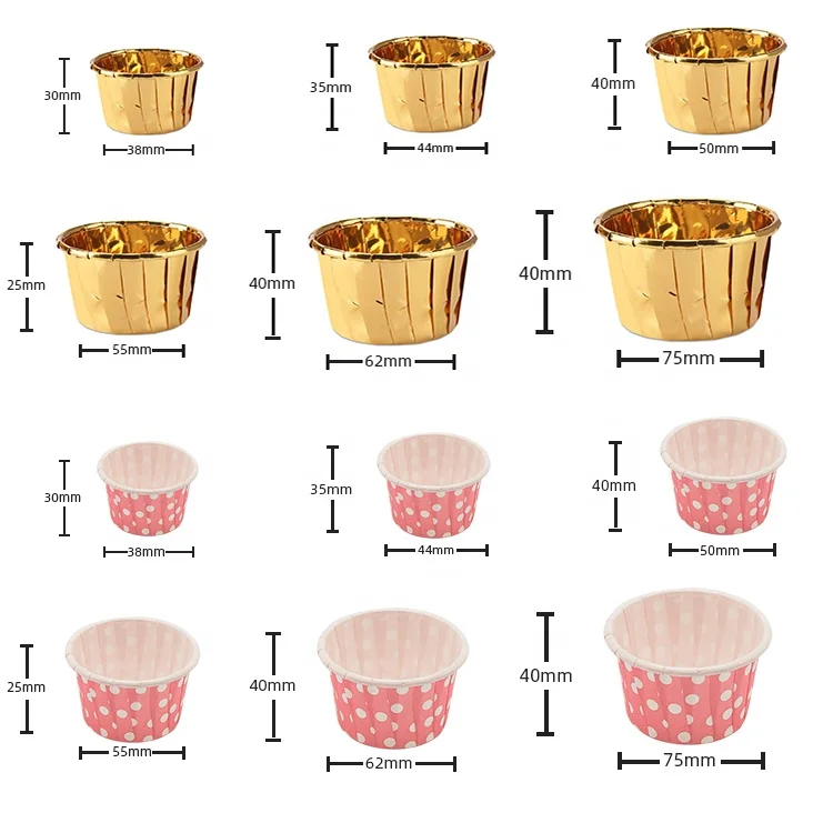 Factory Custom Printed Pet Coated Paper Baking Cups Disposable Oil Proof Muffin Aluminum Cupcake Baking Cups