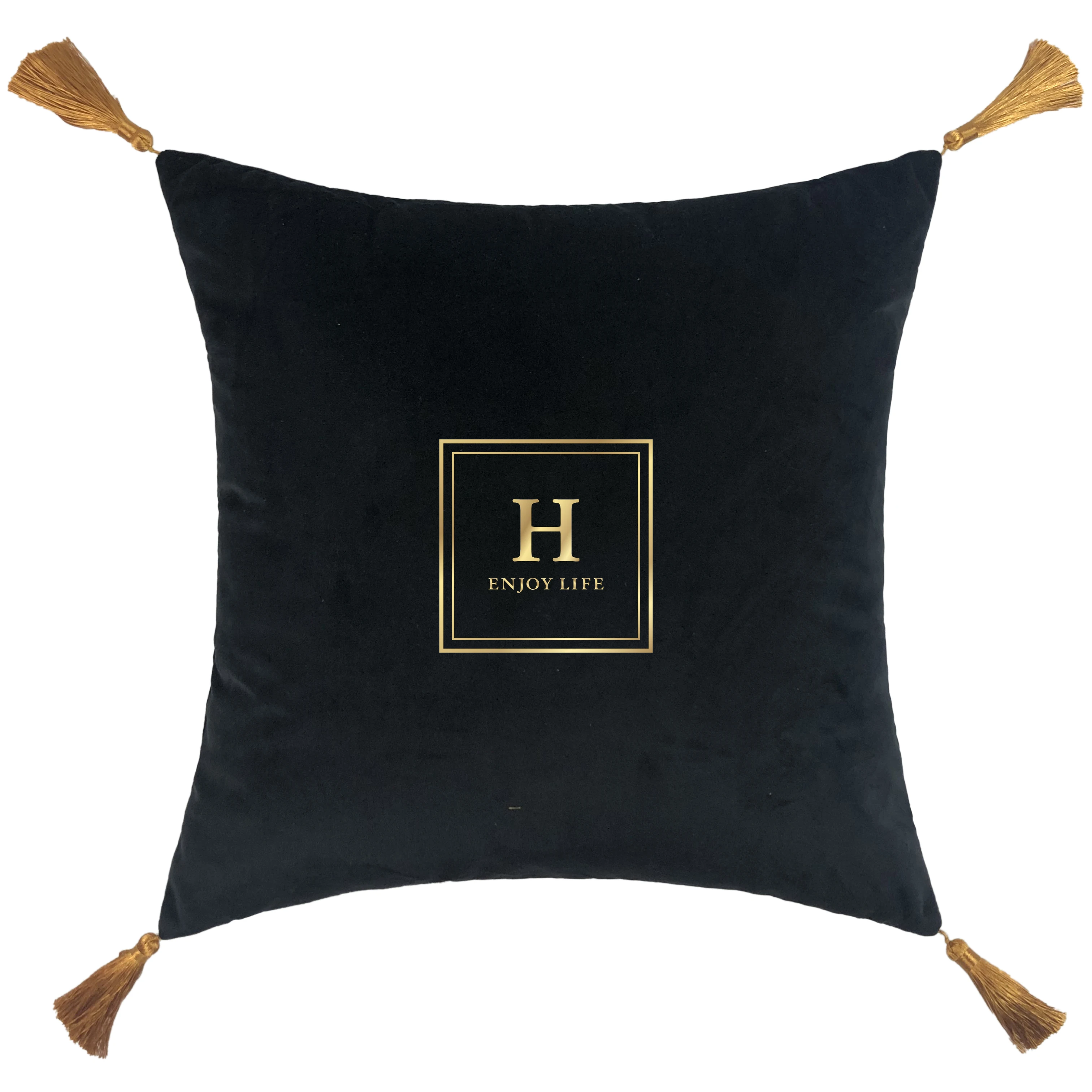 Wholesale throw custom pillowcase velvet golden decoration home decor cushion cover Black gold pillowcase