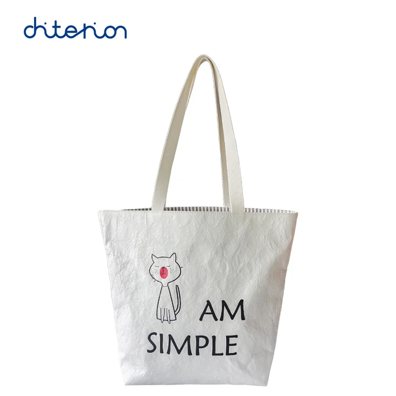 Chiterion Reversible Tyvek Tote Bag Wholesale Custom Recycled Waterproof Dupont Women Tyvek Paper Shopping Bag With Custom Logo