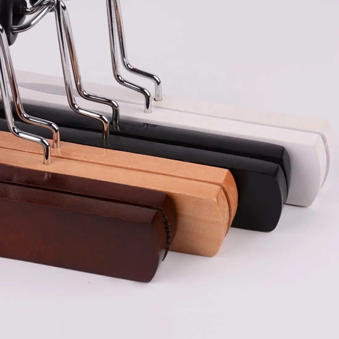 Wholesale Multicolor Pants Skirt Wig Hair Extension Hanger Natural Wooden Clamp Pants Hanger