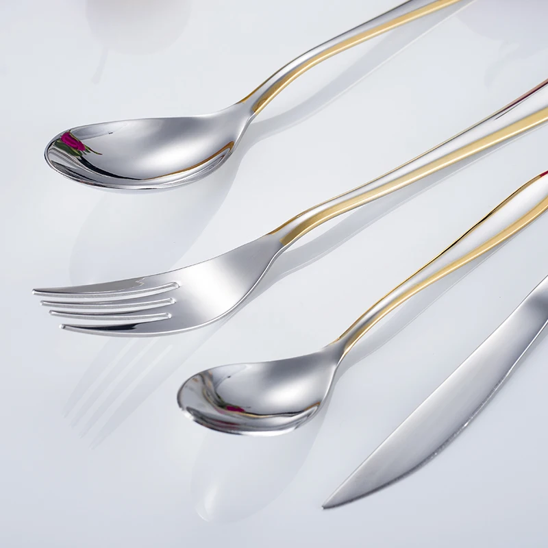 Wholesale Silverware Silver Flatware Set Dinner Spoons Restaurant Wedding Bulk Gold Stainless Steel Cutlery Sets 4 Pieces