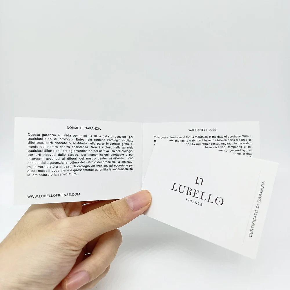 Hot Selling Product Quality Guarantee Customized International Warranty Cards