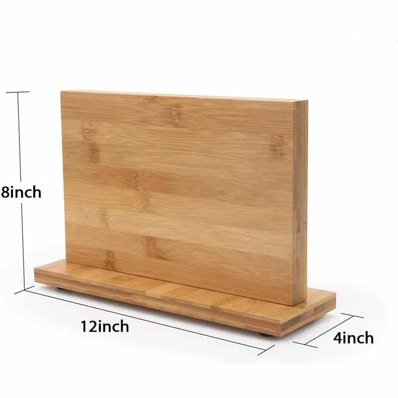 100% Натуральный Бамбуковый двухсторонний деревянный магнитный блок для ножей, стильный и современный магнитный держатель для ножей для демонстрации и организации