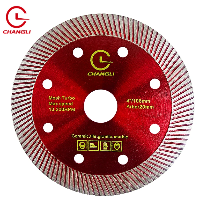Strength 105 106 110 mm Circular mesh diamond disks cutting saw blade For Porcelain Tile