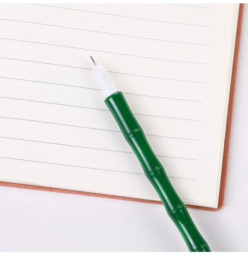 Hot sale 0.5mm needle plastic bamboo shaped gel pen  Cute Plastic Pens with custom logo