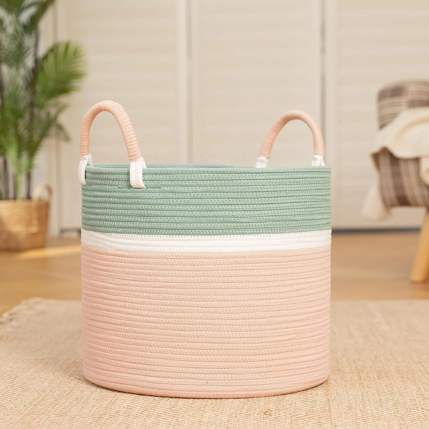Wholesale Cotton Rope colorful Basket hot-selling Woven Blanket Children Baby Basket Nursery Kids Toy Organizer storage basket