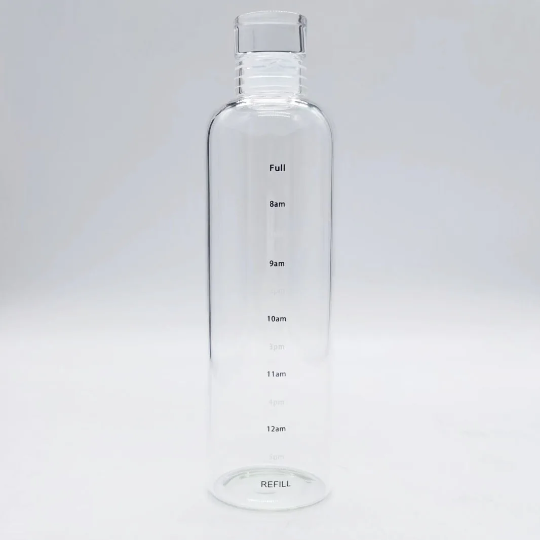 new glass bottle with time scale high borosilicate bottle with time marker wine glass bottle hot sell glass water cup