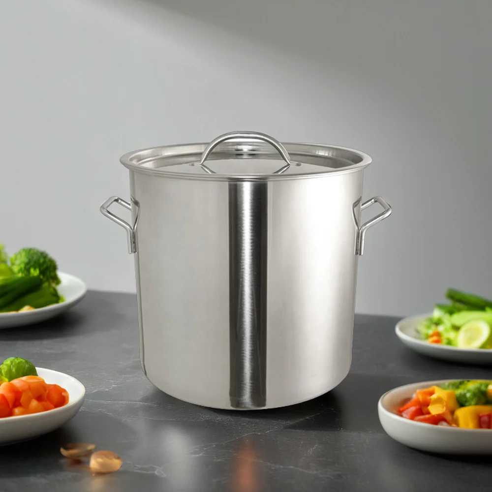 Commercial Stainless Steel Stockpot With Single Bottom Steel Lid Stockpot
