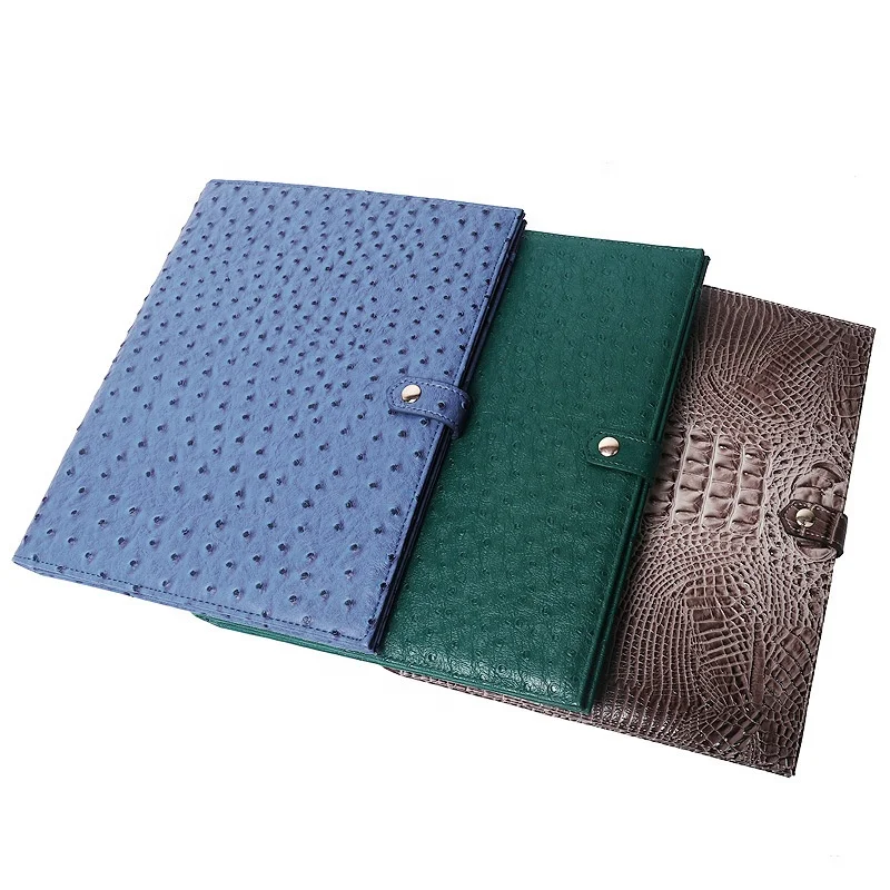 FS8394 Newest Fashion Snake Ostrich Crocodile File Folder Pouch A4 Document Bag for Ipad Phone Pen File 2 Pcs with Card Slots