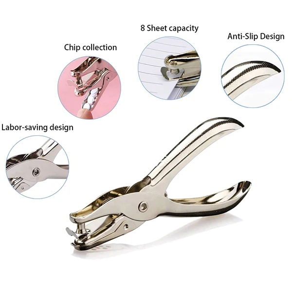 21423 Metal Paper Hole EVA Punch Single Hole Puncher for Paper and Crafts Round Circle Shape