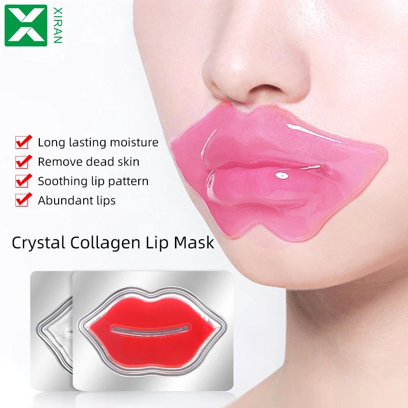 Private Label Pink Crystal Collagen Lip Mask Patches Vitamin E Long Lasting Hydrating And Moisturizing Lip Mask