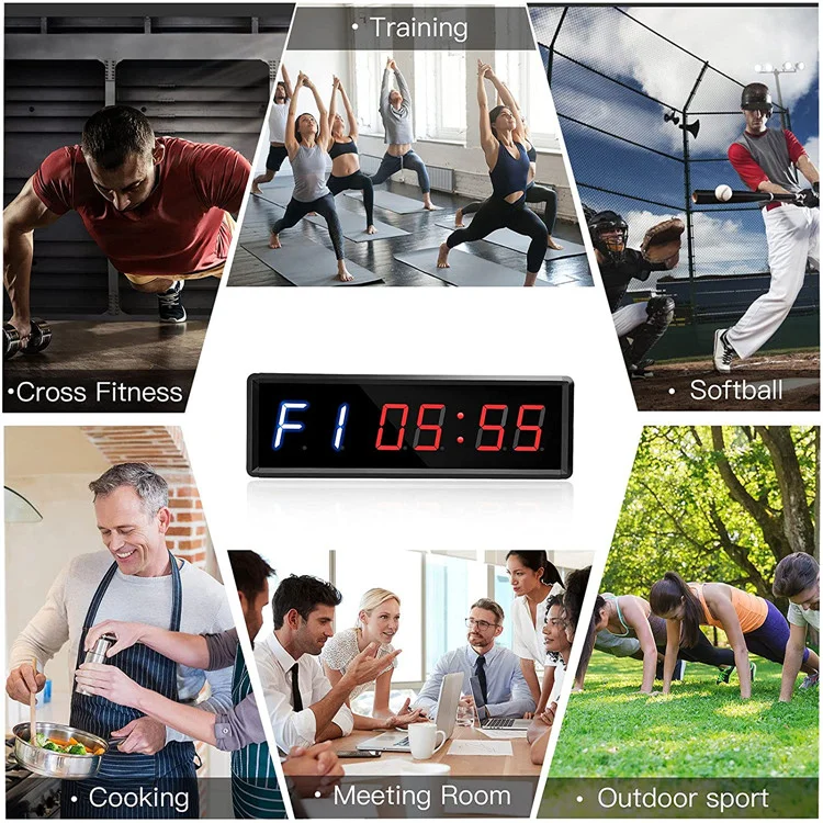 Digital Gym Wall Clock Remote Control Gym Led Interval Fitness Countdown Timer Home With Magnet For Exercise