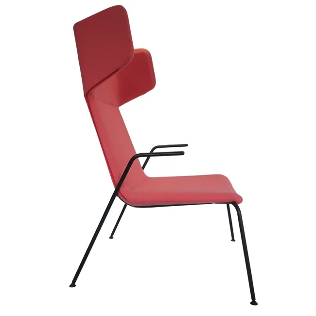 
High Back Metal Leg Soft Leisure Lounge Chair for Indoor Reception with Armrest 