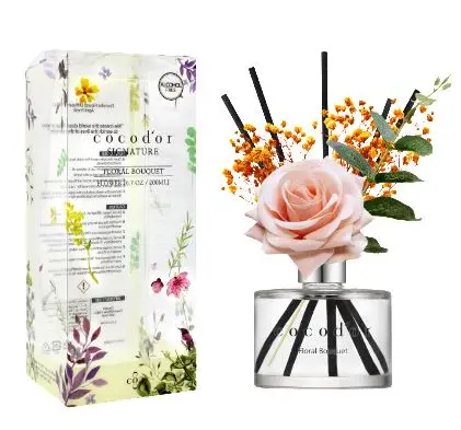 cocodor Reed Diffuser with Preserved Flower, Black Cherry Reed Diffuser, Home Decor & Office Decor, Fragrance, 6.7oz