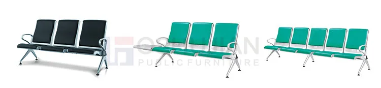 Airport bus terminal  3 seat metal chair public beam seating bench