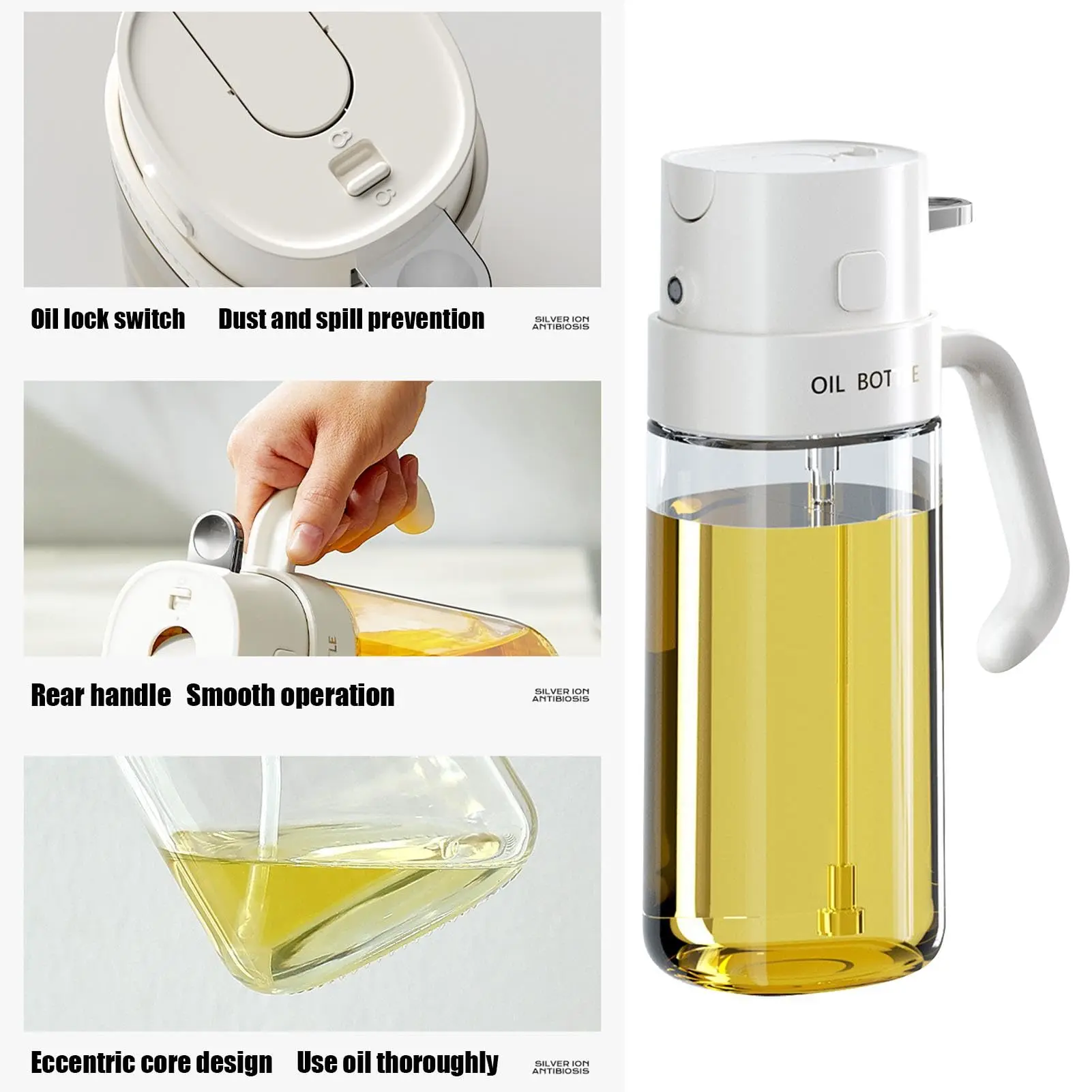 18.5OZ 550ML Glass Vinegar Dispenser versatile Plastic Olive Oil Spray Bottle For Kitchen Cooking