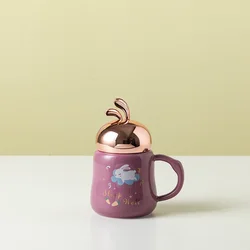 Creative personalized cute animal cartoon rabbit ceramic mug mirror kids coffee cups and funny mugs unique for children and girl