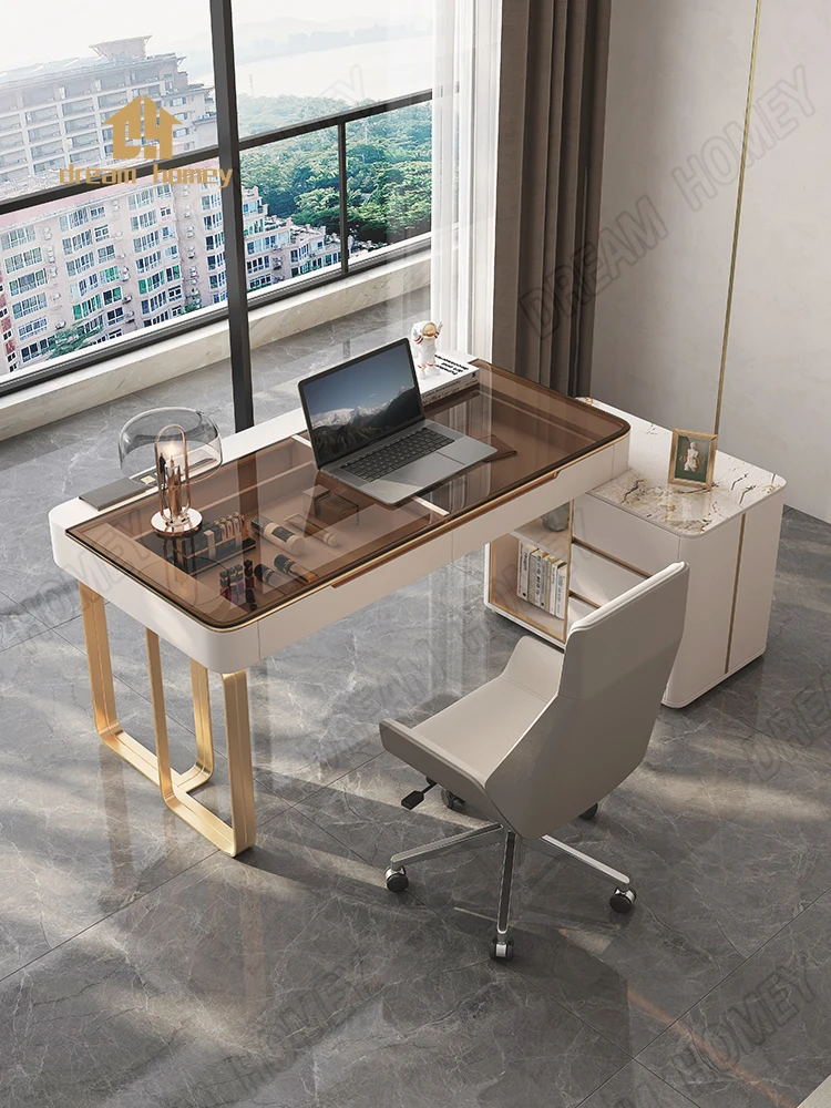 Italian light luxury SLATE office desk