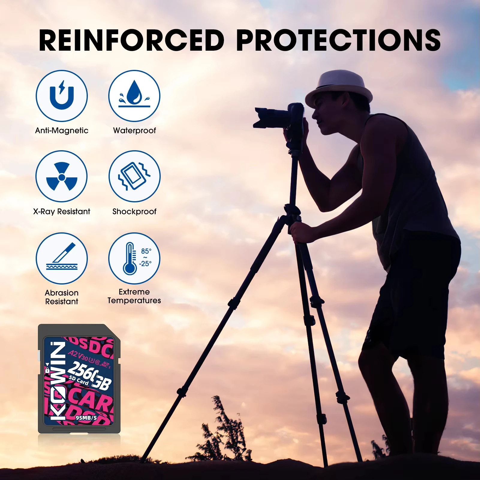 KOWIN Factory Price Sale CS100 256GB Capacity SDXC UHS-1 Class 10 95MB/s Read Speed Memory Card SD Card For Cell Phone