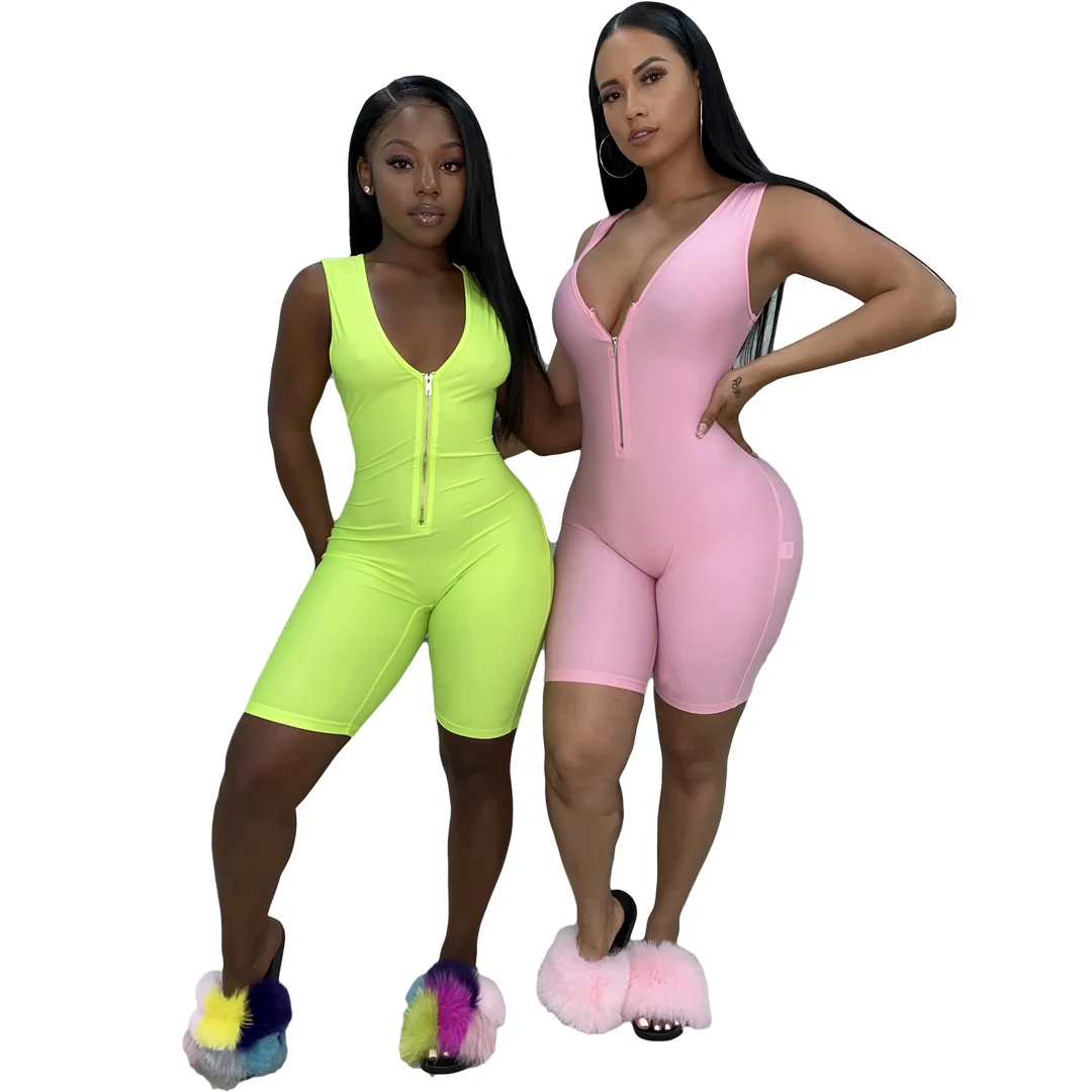 
Summer Plus Size Women Yoga jumpsuit Short v-neck Bodycon Sexy pant Lucky Label Rompers Women 2021 One Piece Jumpsuits for Women 