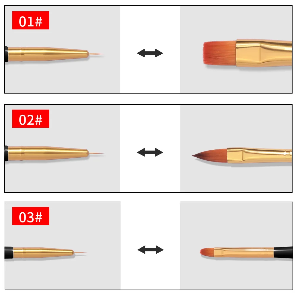 DIY nails 3 pcs double-end private label nail art brush set professional