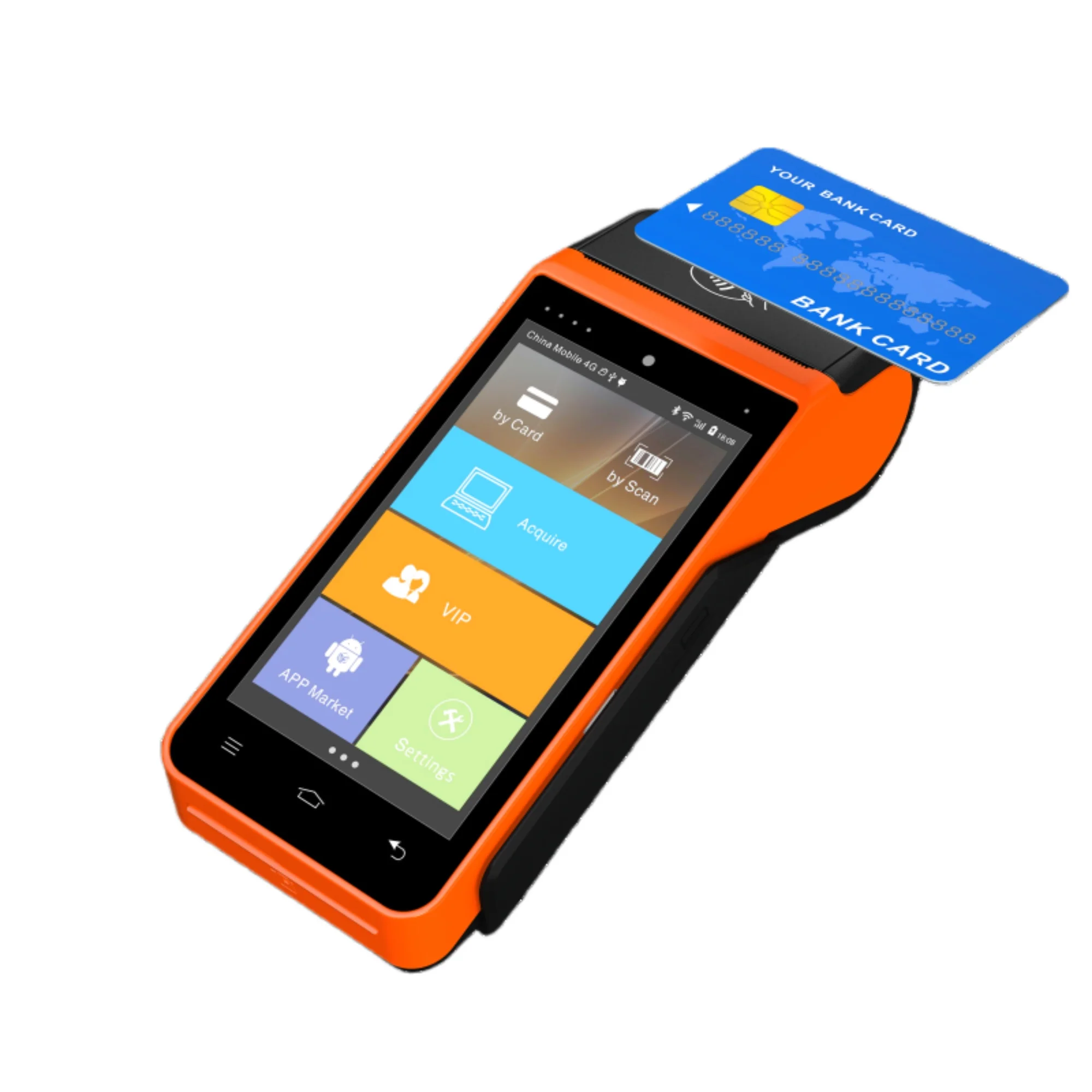 POS терминал оплаты кредитной карты магнитная карта микросхема NFC QR-код 4G Bluetooth Android Встроенный термопринтер