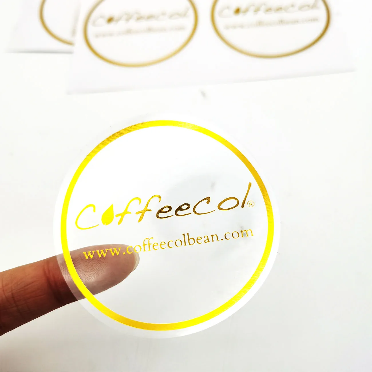 Art Half Custom Printed Logo or Text Round Transparent Stickers Gold Foil Clear Label Stickers