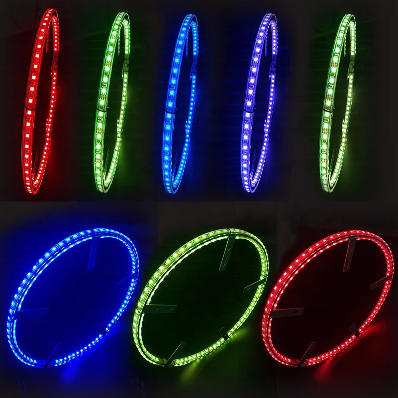 Dual Row LED Wheel Ring Lights Super Bright Pure White Solid Color Strobe LED Rim Lights Light Up For Truck Pickup
