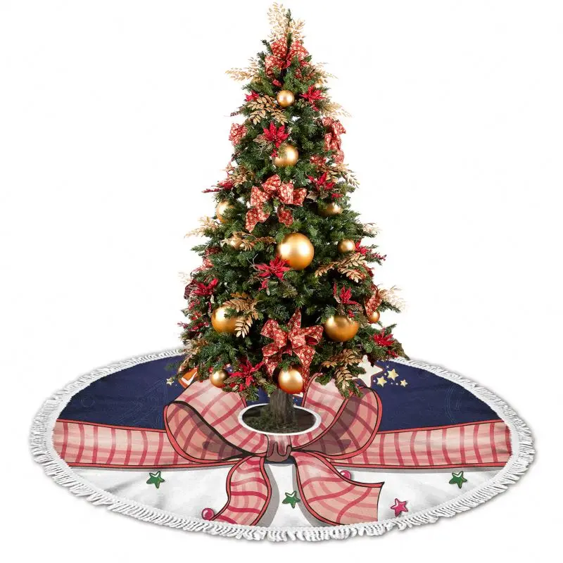 Christmas Tree Vortical Bling Bling Wine Red Pattern Custom Hotel Christmas Tree Skirt Vintage Christmas Ornaments Decor in Bulk