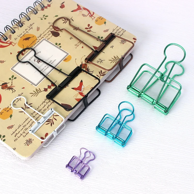 Cheap Price 19mm  Assorted Color Stationery Hollow Out Binder Clips Metal Wire Skeleton Binder Clip