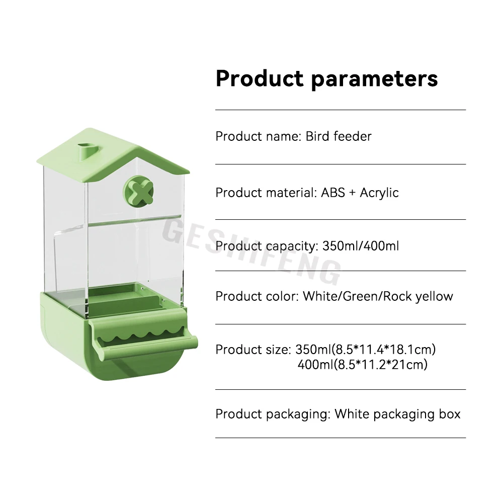 Parrot automatic feeder anti scattering and splash peony bird tiger skin parrot special feeding and feeding box