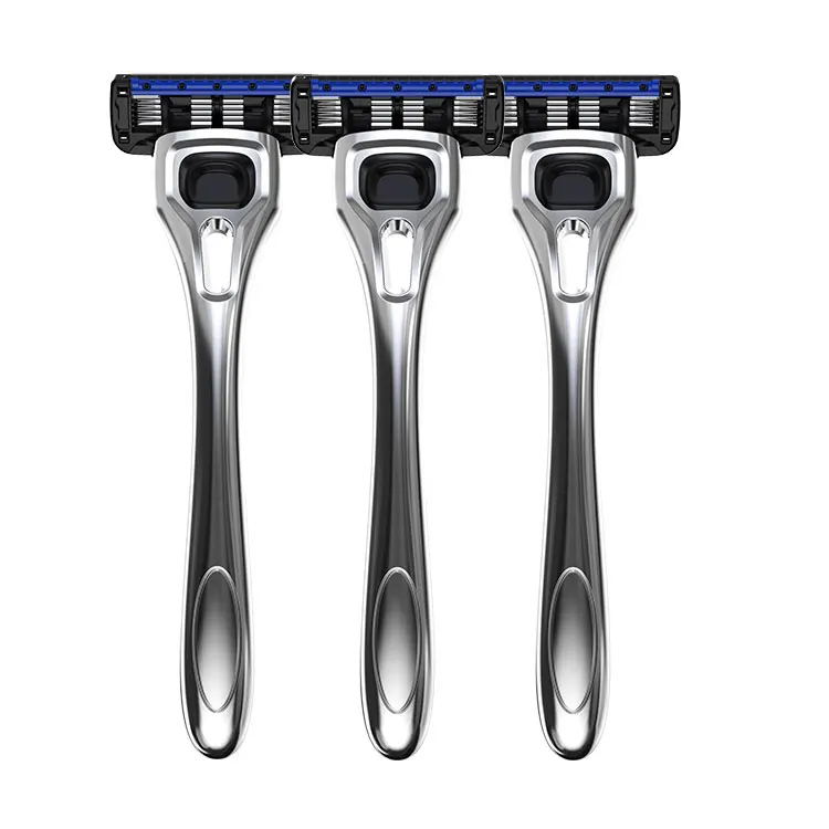 Wholesale Custom Logo Private Label Bulk Good Men Body Grooming System Shaving Razors Stainless Steel for Men Blue 5 Pcs