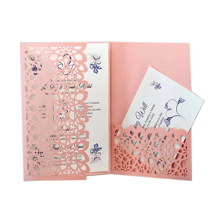 Glitter Paper Rose Flower Laser Cut Hollow Wedding Invitation Greeting Card Cover Gold Paper Love Card/ Art Custom Logo Printed