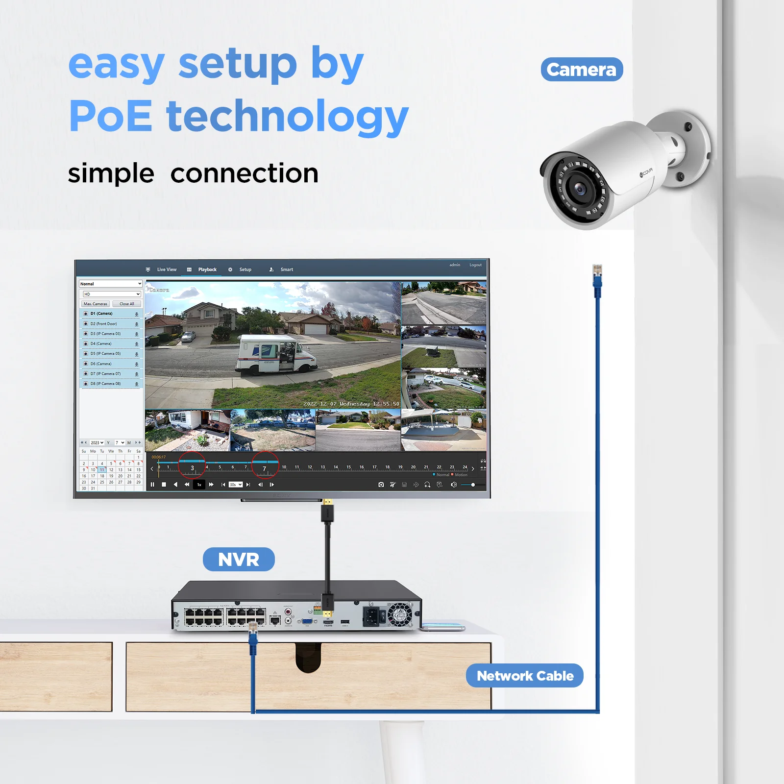 16CH PoE NVR 4TB HDD 12PCS 8MP Outdoor IP PoE Cameras built-in Mic DIY Home Surveillance 16 Channel Security Camera System 4K