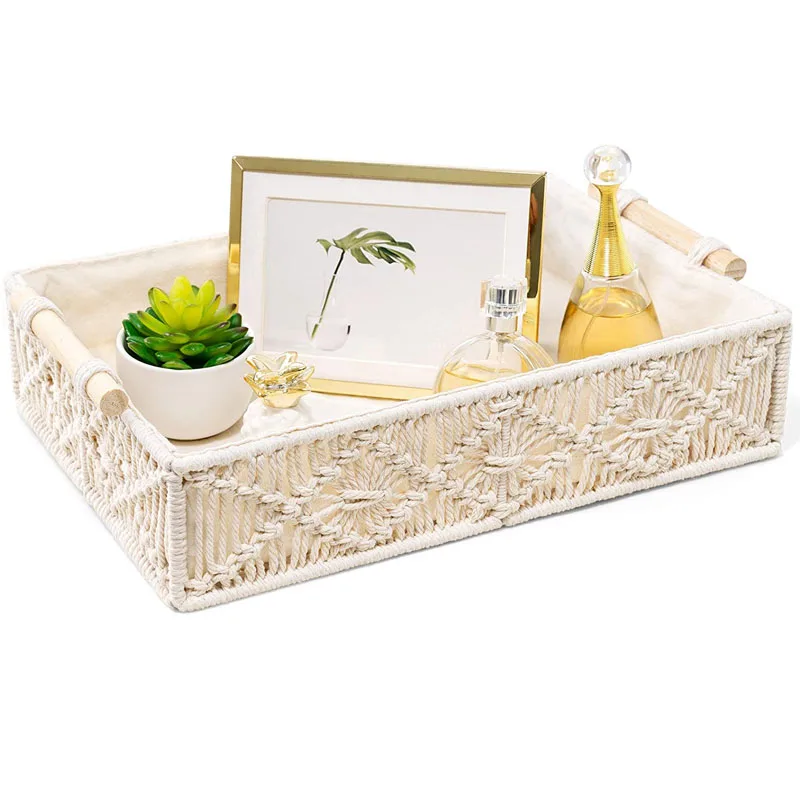 Storage Baskets Boho Decor Box Handmade Woven Decorative Countertop Toilet Tank Shelf Cabinet Organizer for Bedroom Nursery Livi
