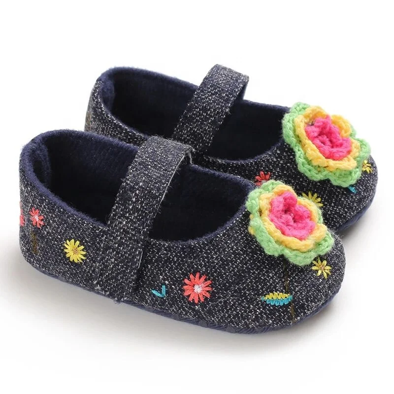 9 Month Fall Crochet Flower Crawling Fancy Kids Baby Girl Footwear Shoes