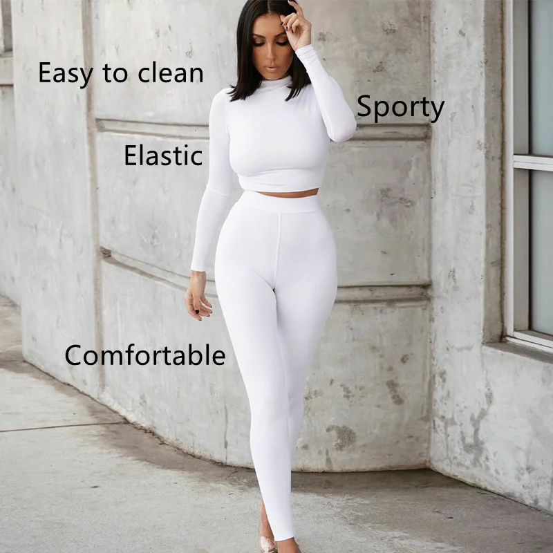 Женский спортивный костюм из двух предметов, однотонный дизайнерский укороченный Топ с длинным рукавом и штаны на заказ, осень 2021