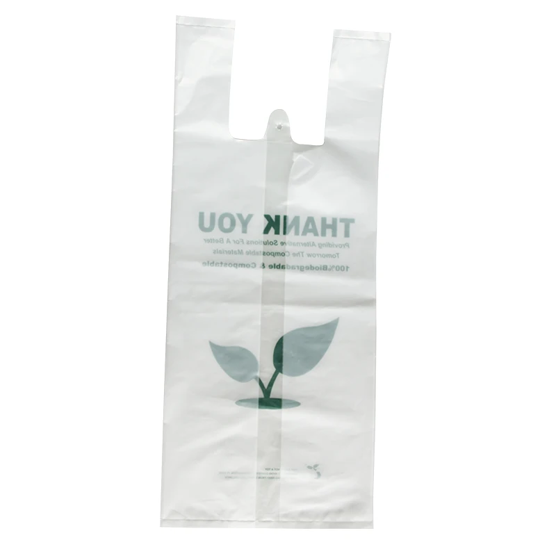 
100% biodegradable cornstarch EN13432 certificated eco supermarket compostable shopping bags 